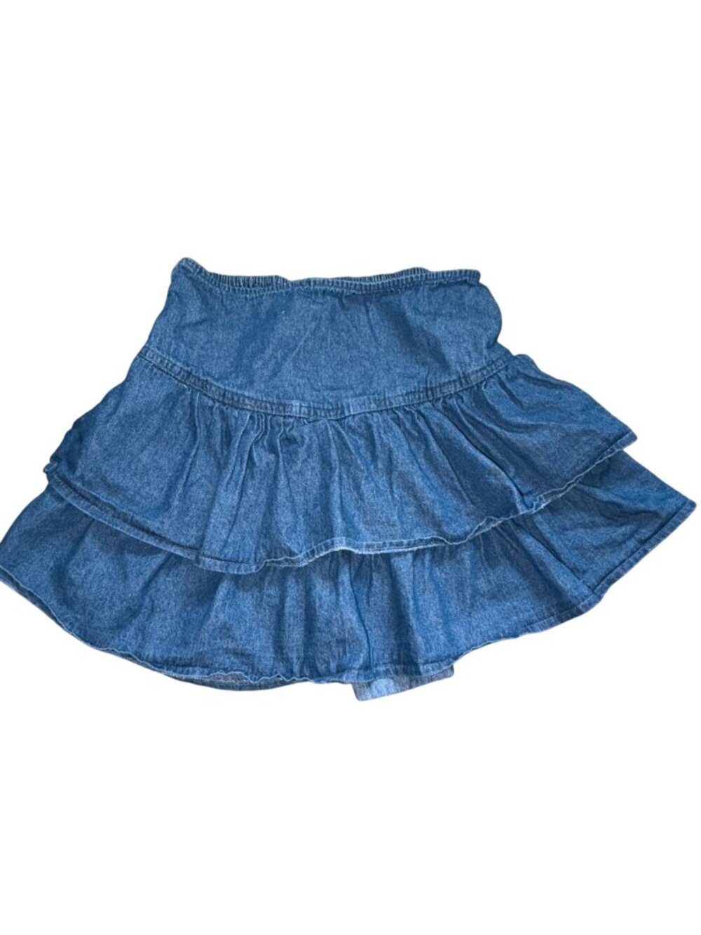Lone Star Ruffled Denim Mini Skirt-Blue-Size S-GUC